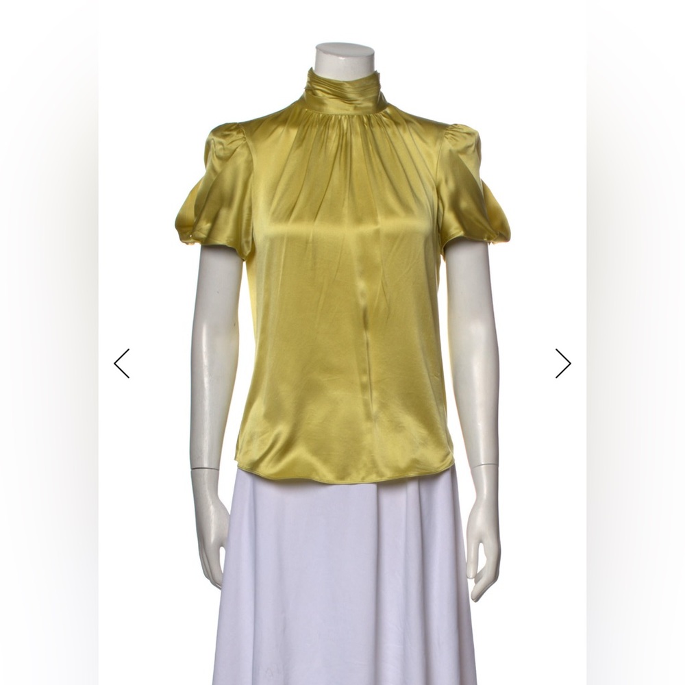 Cinq à Sept Yellow Satin Blouse